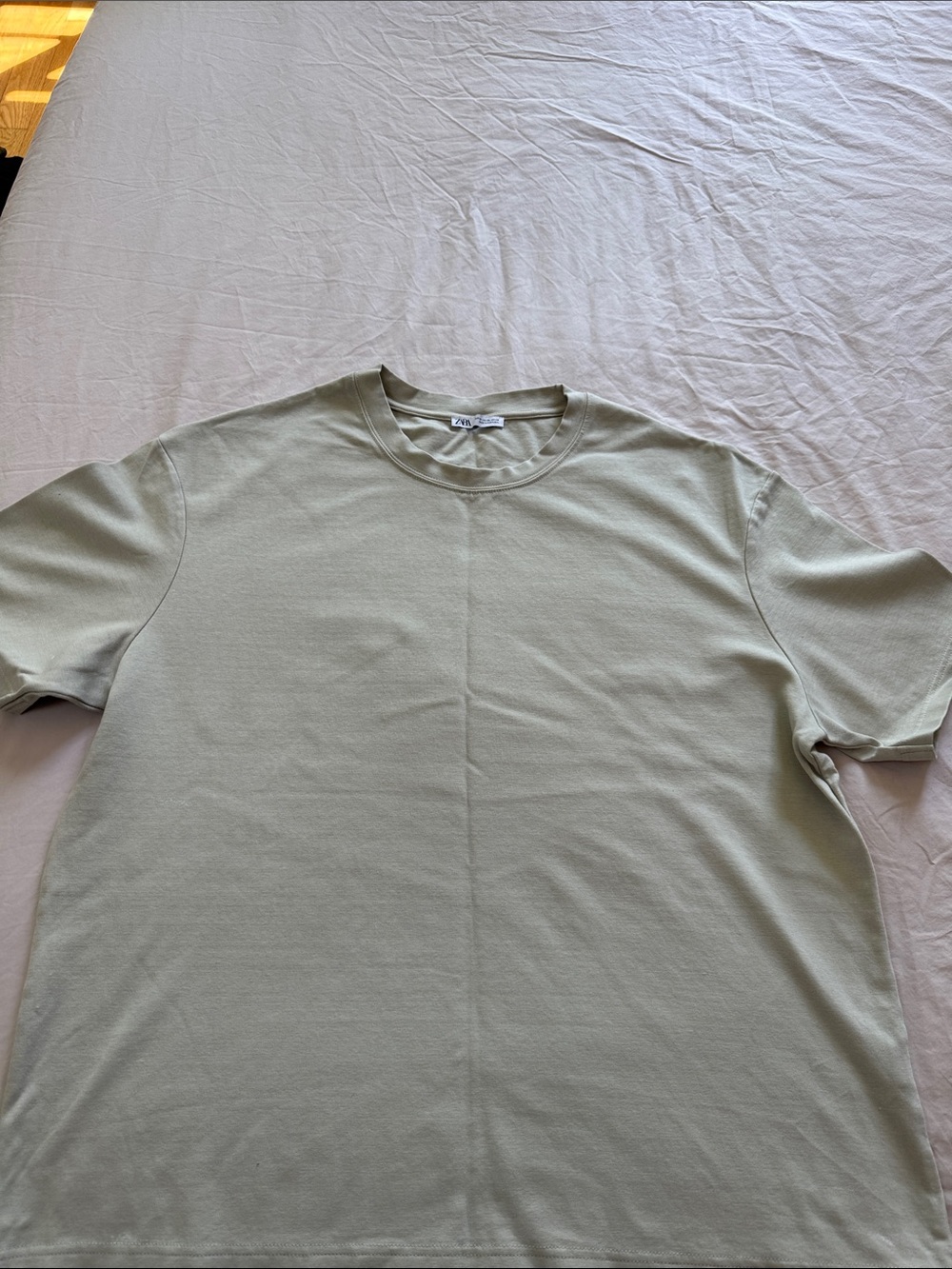 Zara Crewneck T-Shirt in Light Sage/Cream